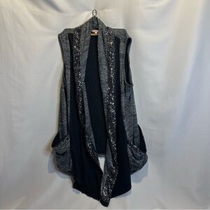 Juicy Couture Charcoal and Black Knit Vest with sequins